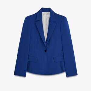 Zara Fitted Shoulder Pad Royal Blue Blazer with Pockets  - SZ 4